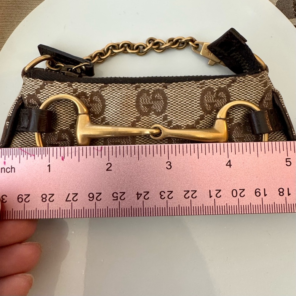 Gucci Beige & Brown GG Canvas Horsebit Wristlet - Picture 11 of 12